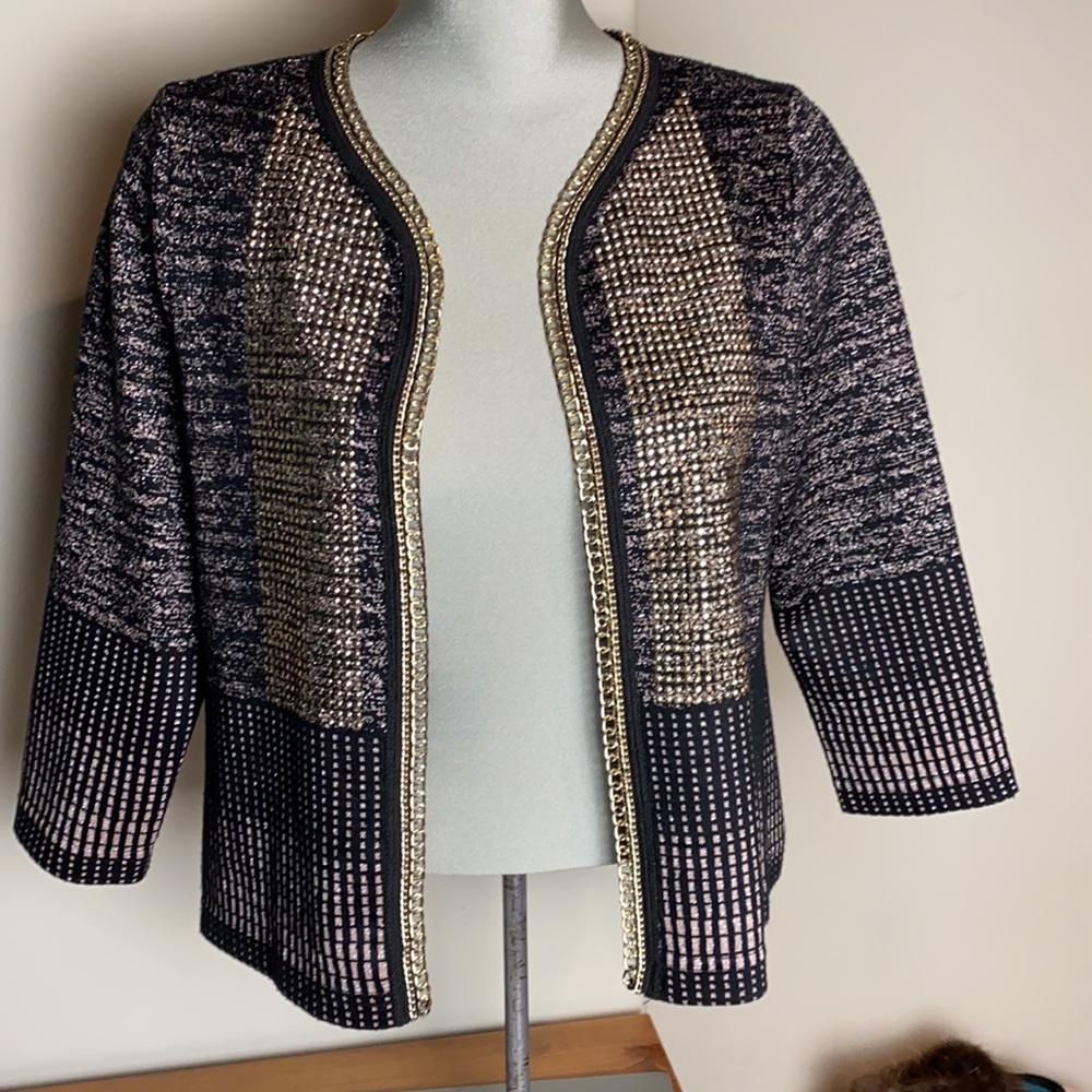 Joseph Ribkoff blazer/jacket Size 8 chain and rivet detailing 3/4 sleeve